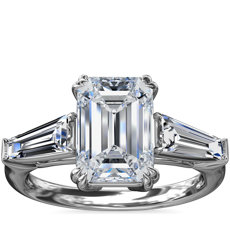 Three-Stone Tapered Baguette Diamond Engagement Ring in Platinum (5/8 ct. tw.)